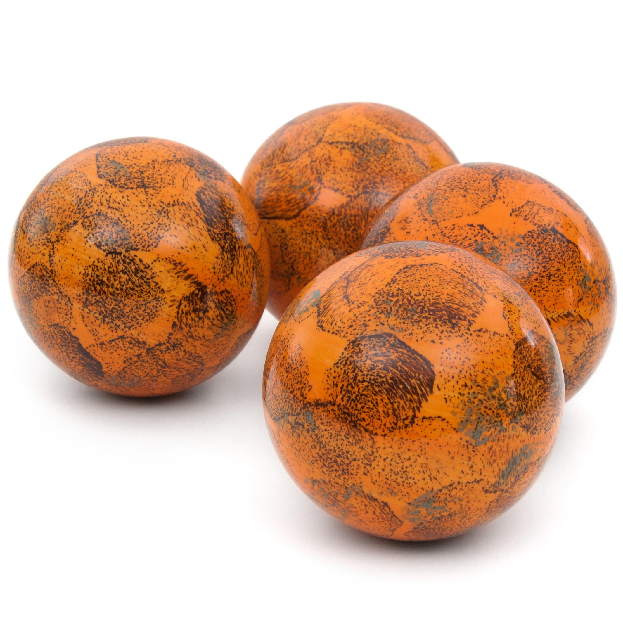 Oriental Furniture 4" Sponged Light Orange Porcelain Ball Set, decorative piece, centerpiece, all season, any occasion