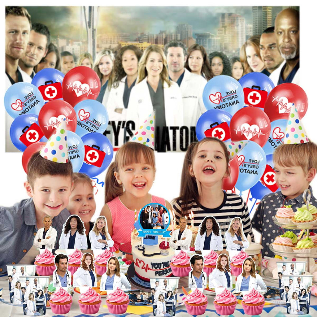 Grey's Anatomy Plates Balloons Party Supplies Plates Cake Toppers Decorations Banner Tableware Birthday Decor