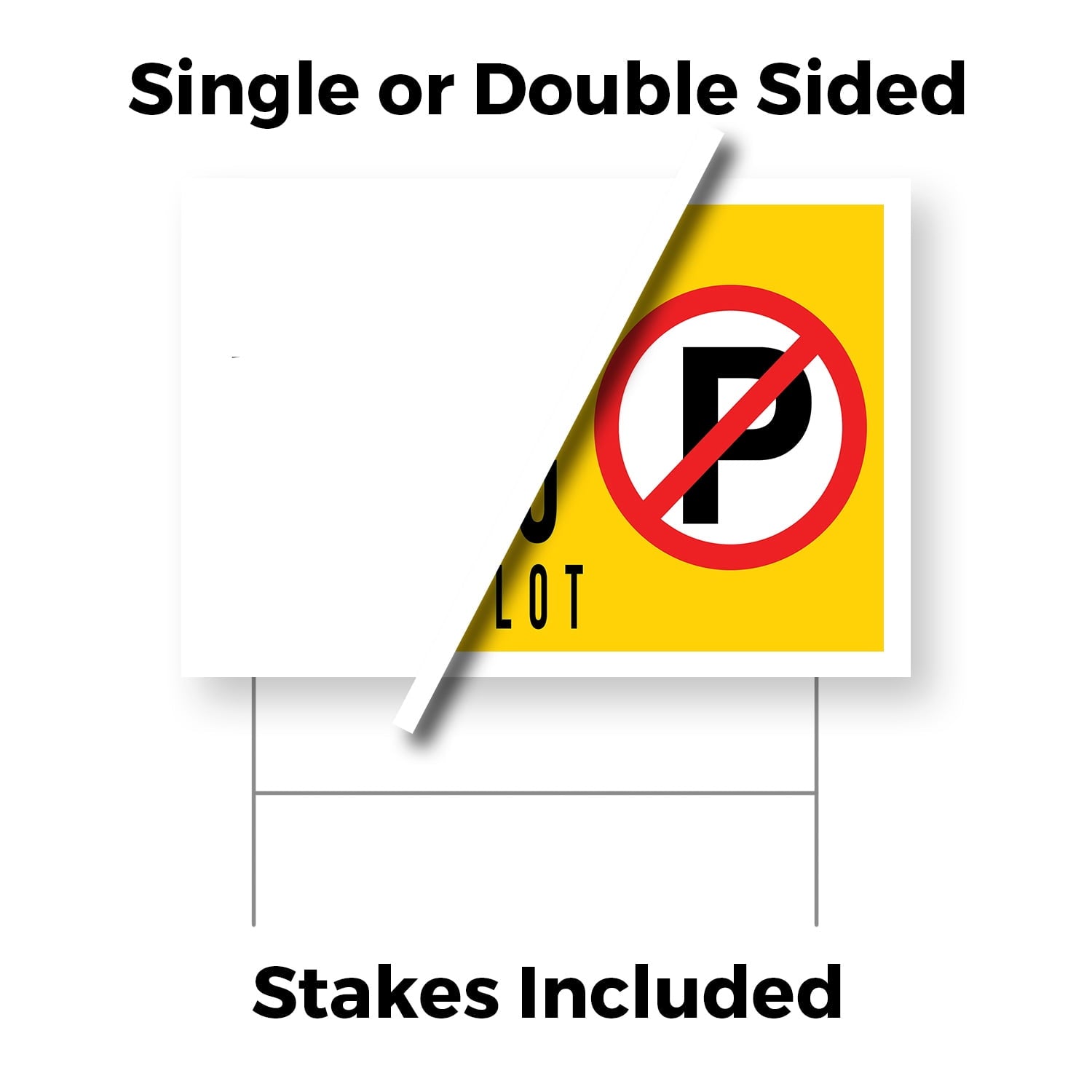 No Public Parking Private Lot Yard Sign 12 Inch x 16 Inch Double Sided Weatherproof Heavy-Duty Plastic with Stake | Clear Directions, Property Management, Outdoor Use | Made in USA