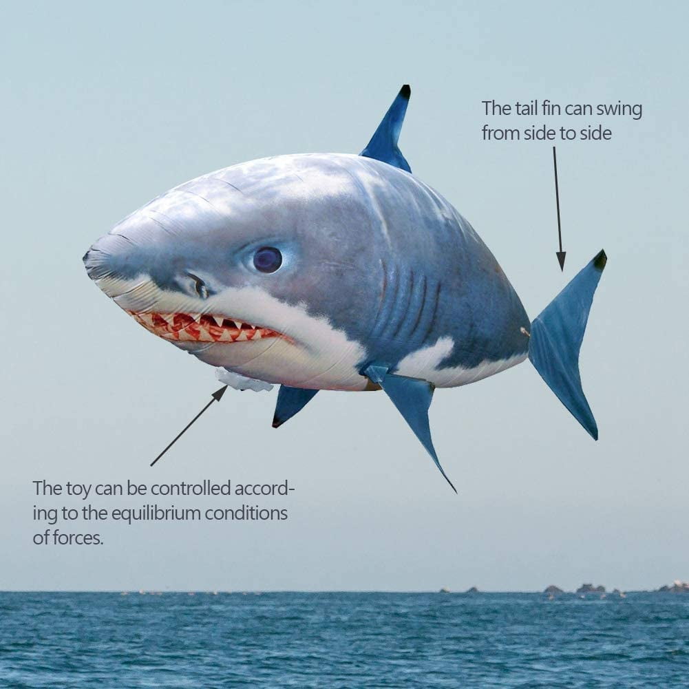 GGB-Flying Shark Toy, Remote Control Flying Shark Inflated Rc Inflatable Balloon Toy Shark Clownfish Kids Gift(Blue Shark) Vendor【0507】