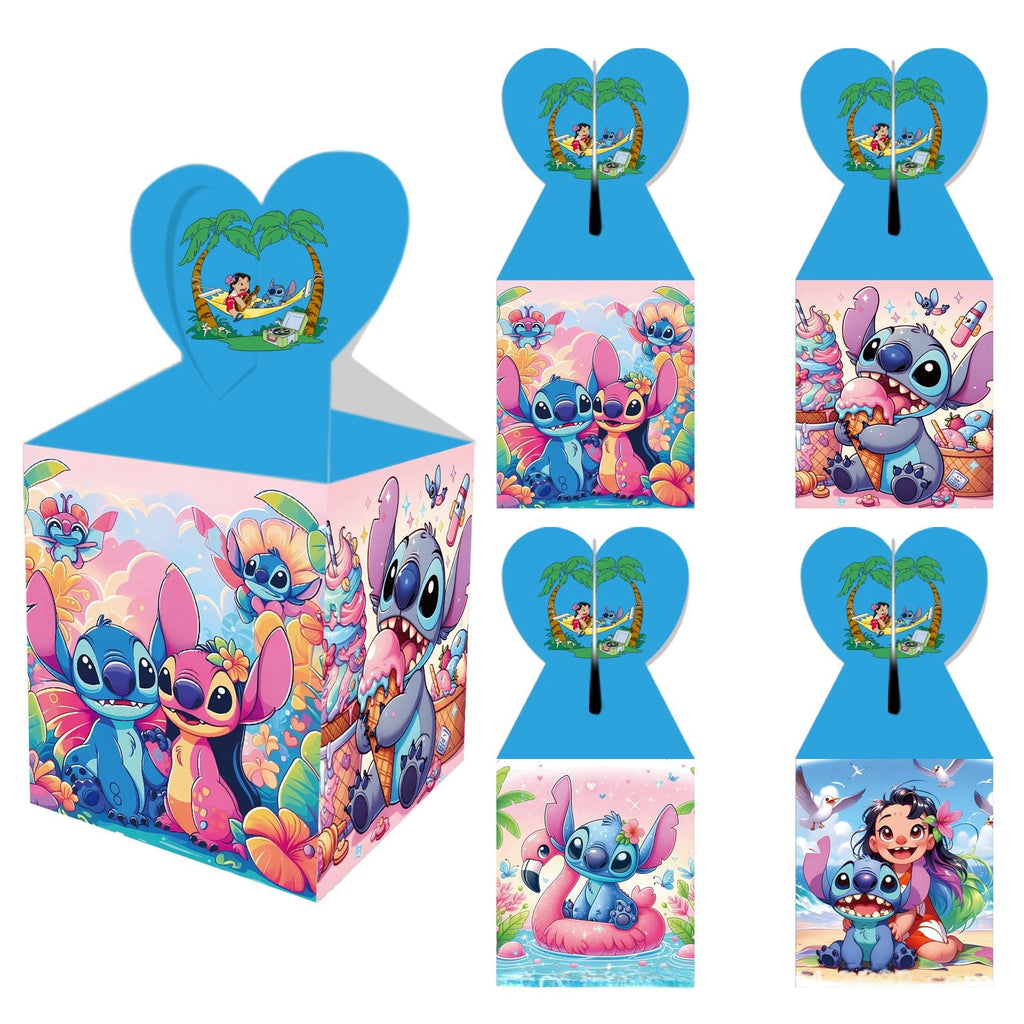 24PCS Stitch Party Candy Boxes for Anime Theme Birthday Party Supplies Decor,Kids Birthday Game Party Kraft Paper Gift Bag Decoration