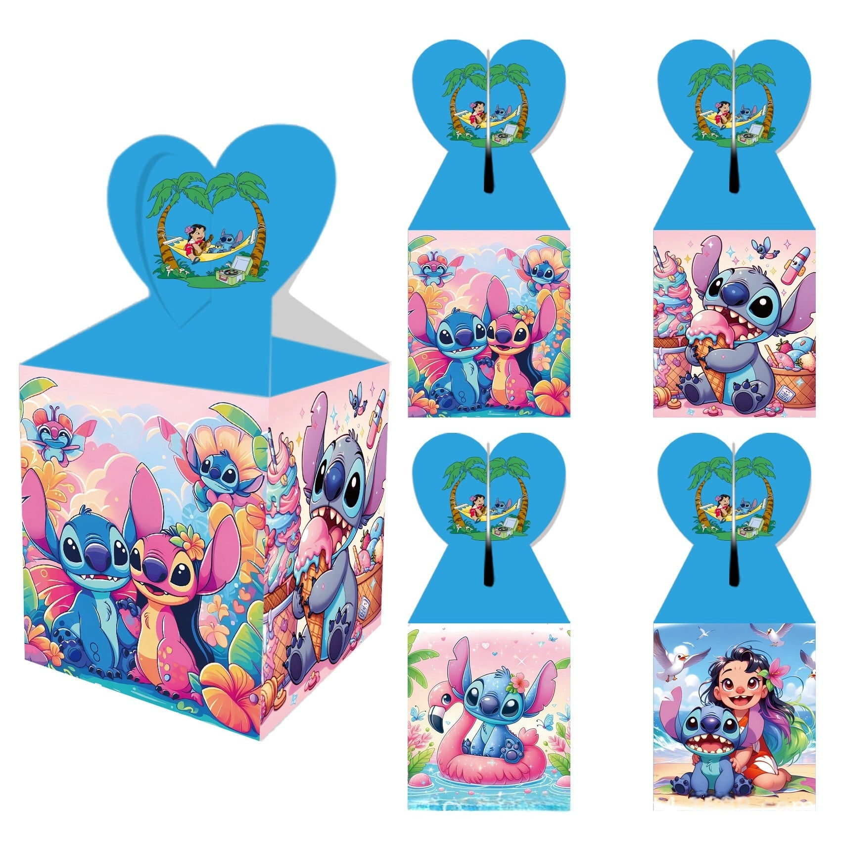 24PCS Stitch Party Candy Boxes for Anime Theme Birthday Party Supplies Decor,Kids Birthday Game Party Kraft Paper Gift Bag Decoration