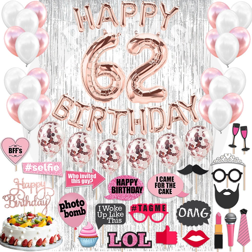 4th Birthday Decorations Party Supplies, Rose Gold 4Number Balloons 4th Foil Mylar Balloons Latex Balloon Decoration 4th Birthday Gifts