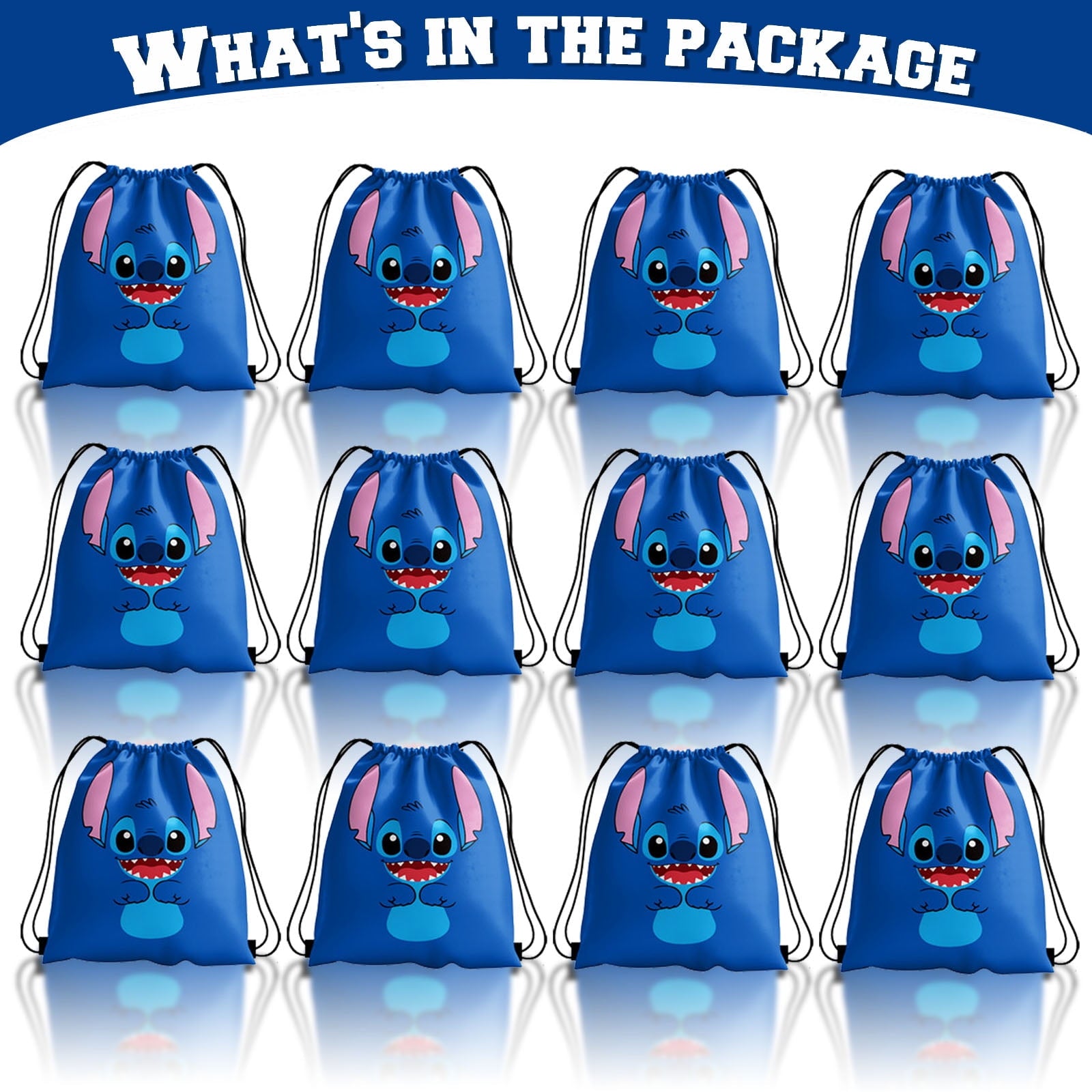 12 Pieces Stitch Candy Drawstring Bag Drawstring Goodie Favor Bags for Kids Birthday Party Decorations(10.6 x 13.3 Inch)