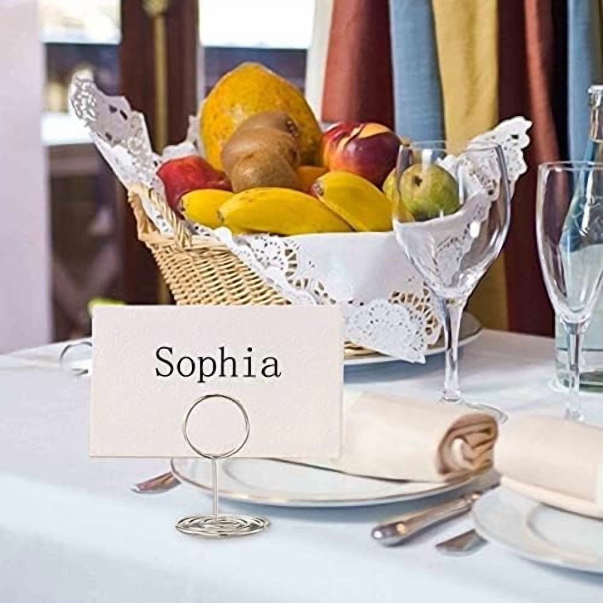 24 Pcs Premium Mini Place Card Holders and 24 Pcs Place Cards, Small Table Card Holder, Cute Table Number Holders, Photo Picture Holders for Centerpieces, Wedding, Party, Birthday