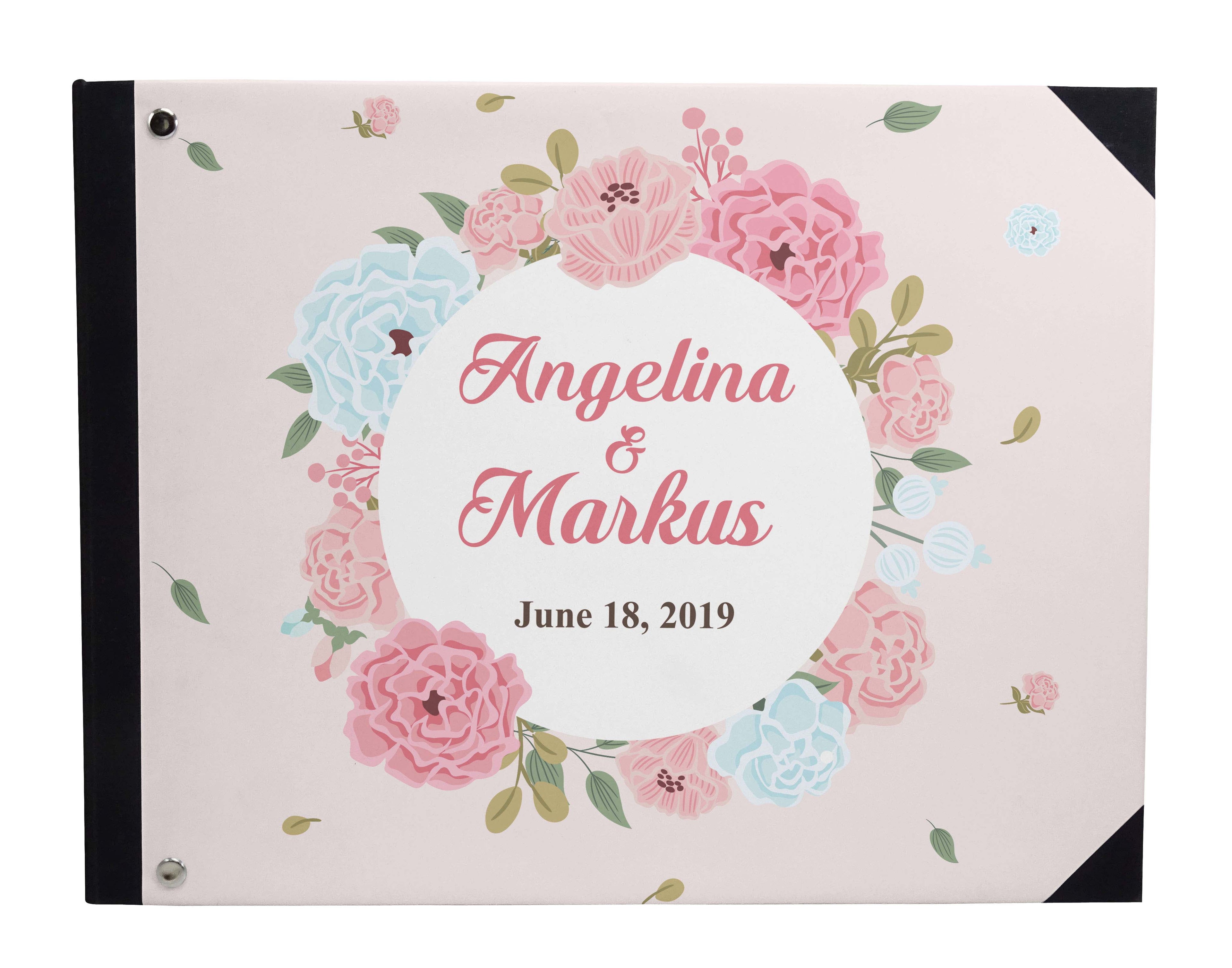 Darling Souvenir White Geometric Wedding Guest Book Hardbound Guest Sign-In Book Guest Registry Guestbook-9 x 12 Inches