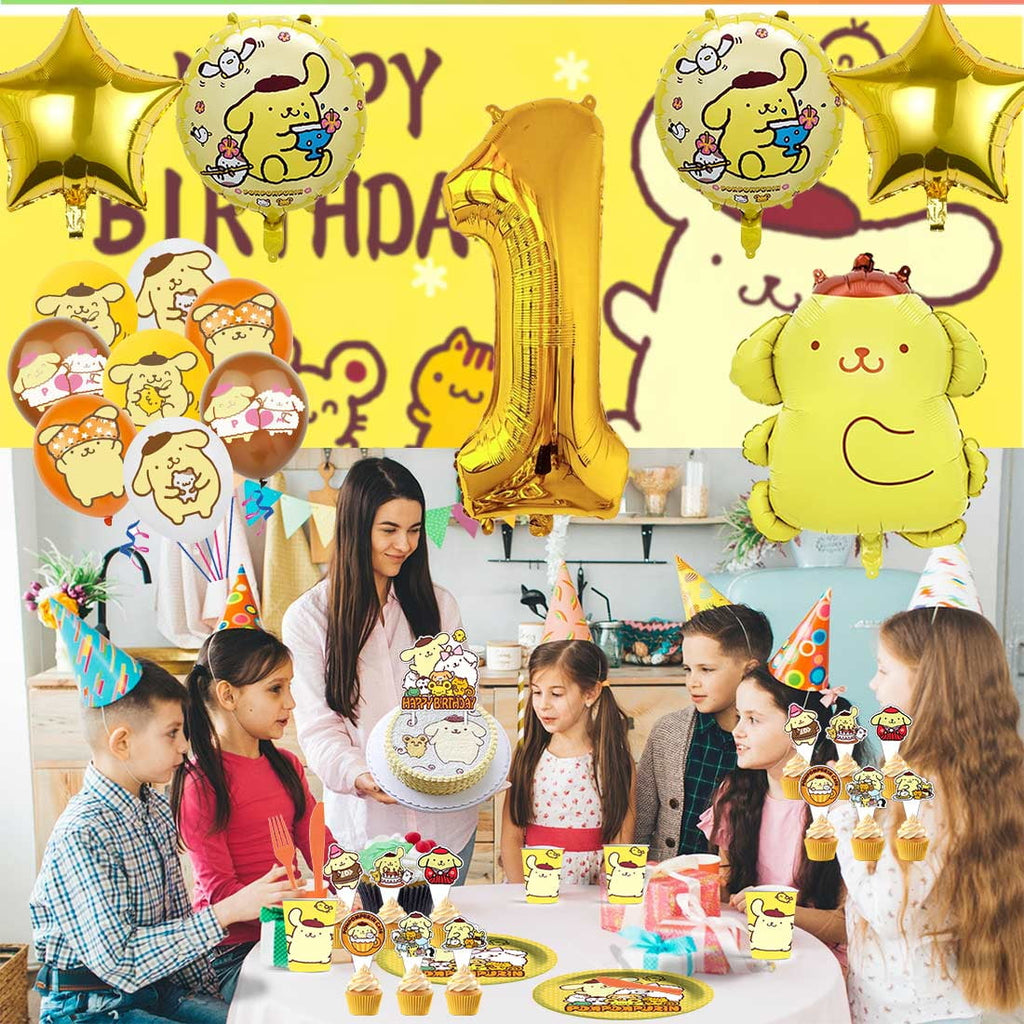 Pompompurin Party Supplies Decor Tableware Backdrop Banner Cake Topper Balloons Birthday Decorations