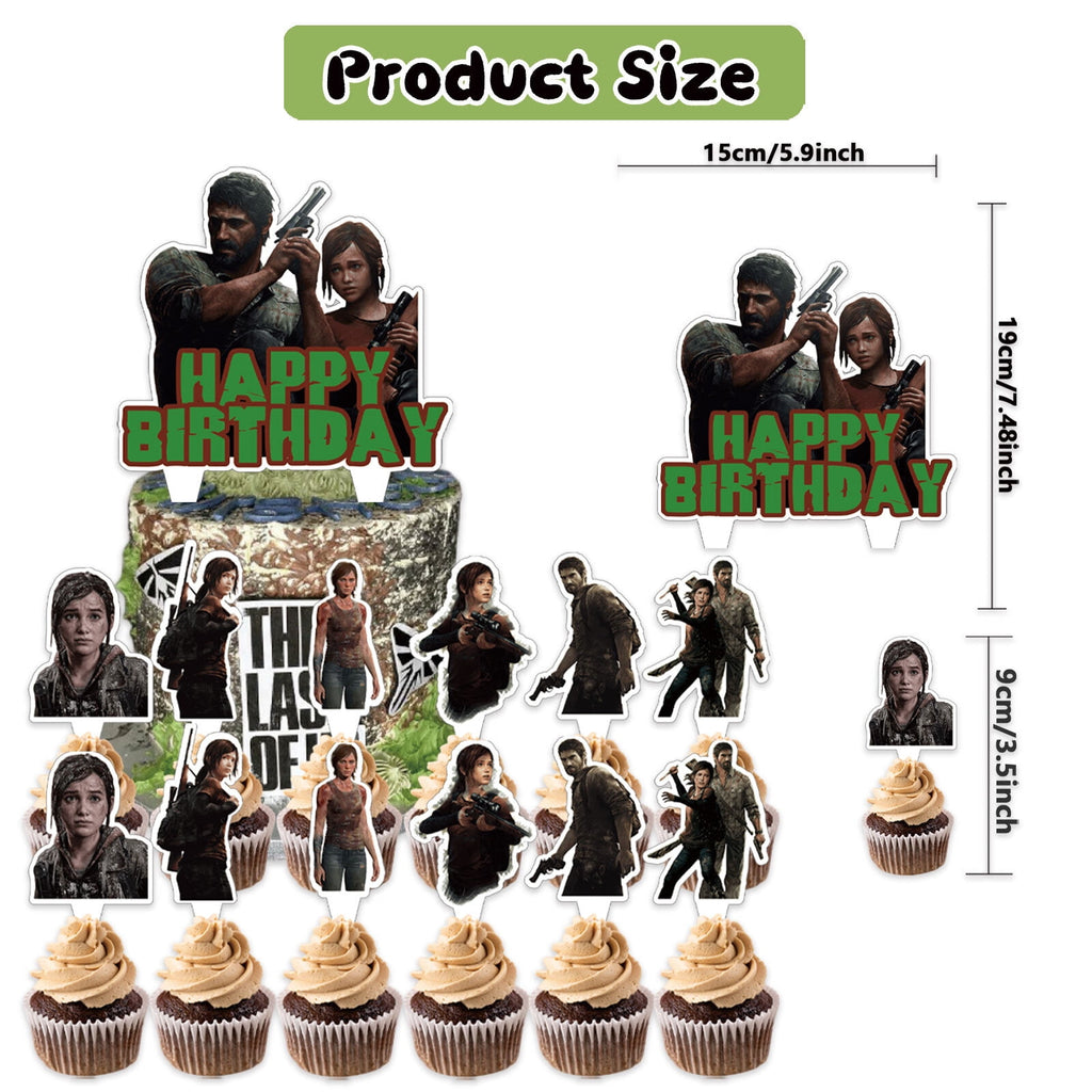 32 Pcs For The Last of Us Theme Birthday Party Decorations,With 1 Happy Birthday Banner Garland,13 Cupcake Toppers,18 Balloons for Party Decorations