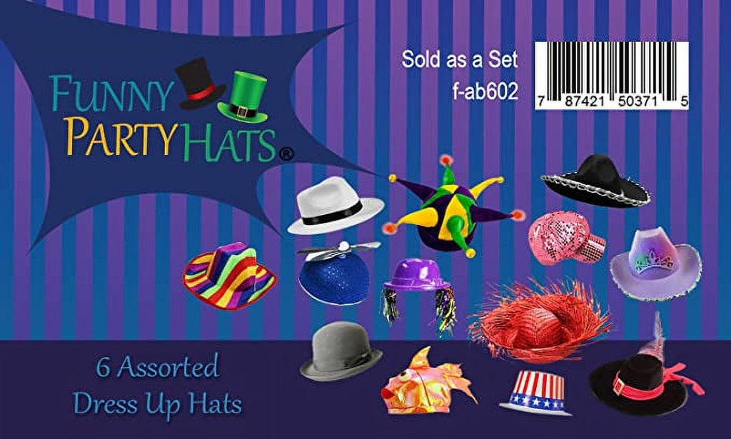 6 Costume & Party Hats by Funny Party Hats