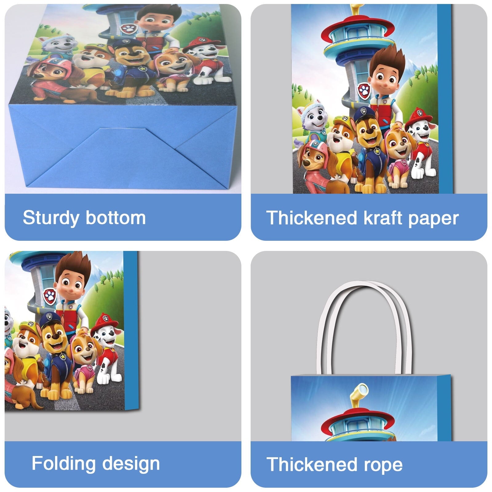 16 Pcs For Paw Cartoon For Patrol-Themed Party Favor Bags - Candy Gift Bags with Handles for Celebrations and Event Decorations