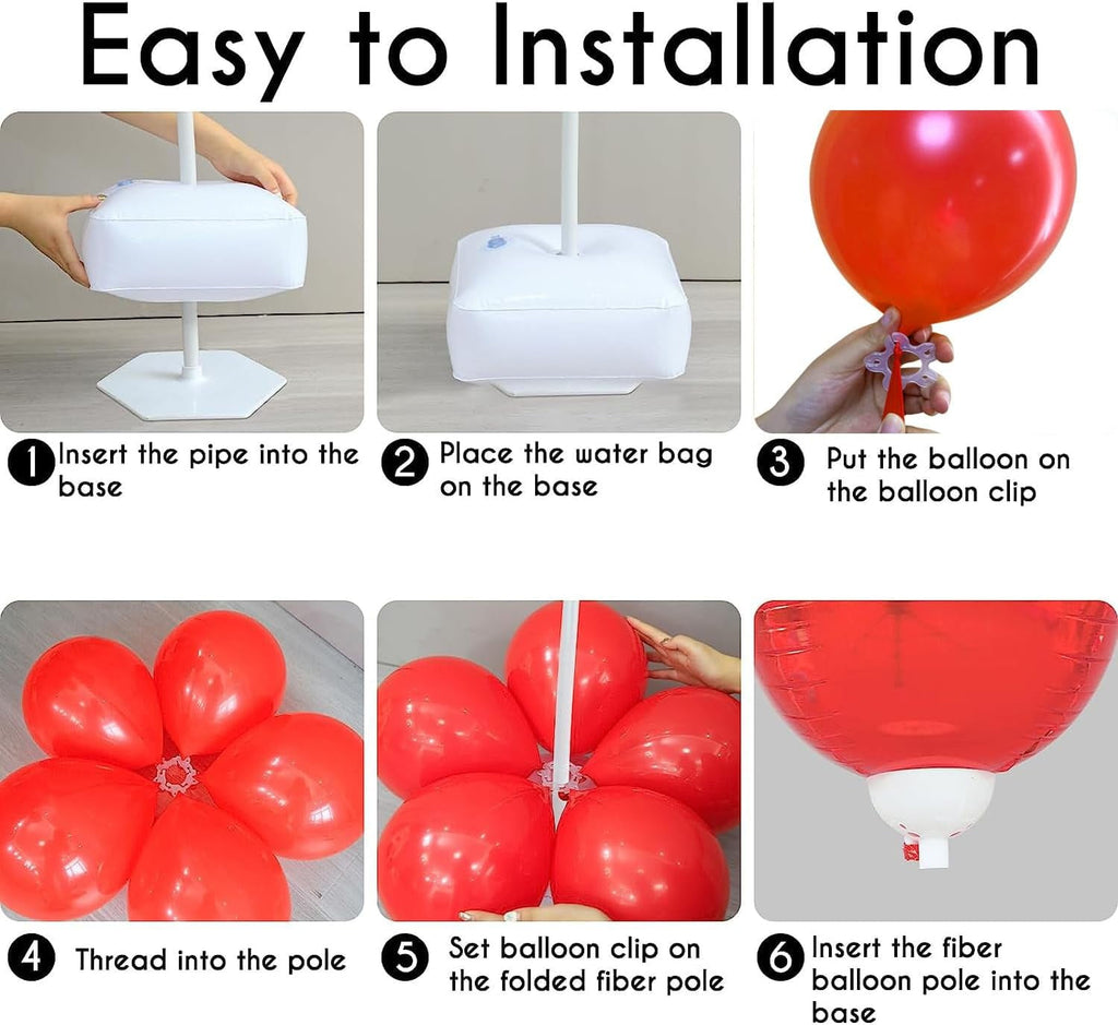 Ikerall Balloon Arch (White) Kit is 8.2 feet high and 5 feet wide with 30 balloon clips, a balloon pump, and other accessories DIY Free Bending Shape Half Arch Aluminum Alloy Material Bracket with PV