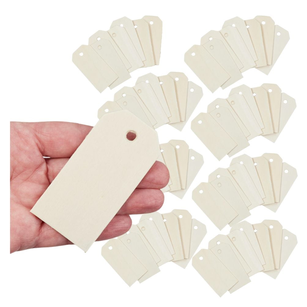 64pc Wood Christmas Gift Tags - for DIY Wooden Present Decorating - Factory Direct Craft