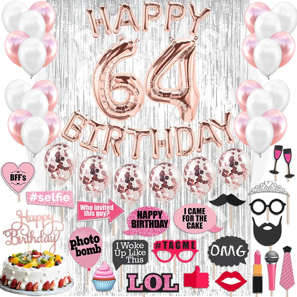 4th Birthday Decorations Party Supplies, Rose Gold 4Number Balloons 4th Foil Mylar Balloons Latex Balloon Decoration 4th Birthday Gifts