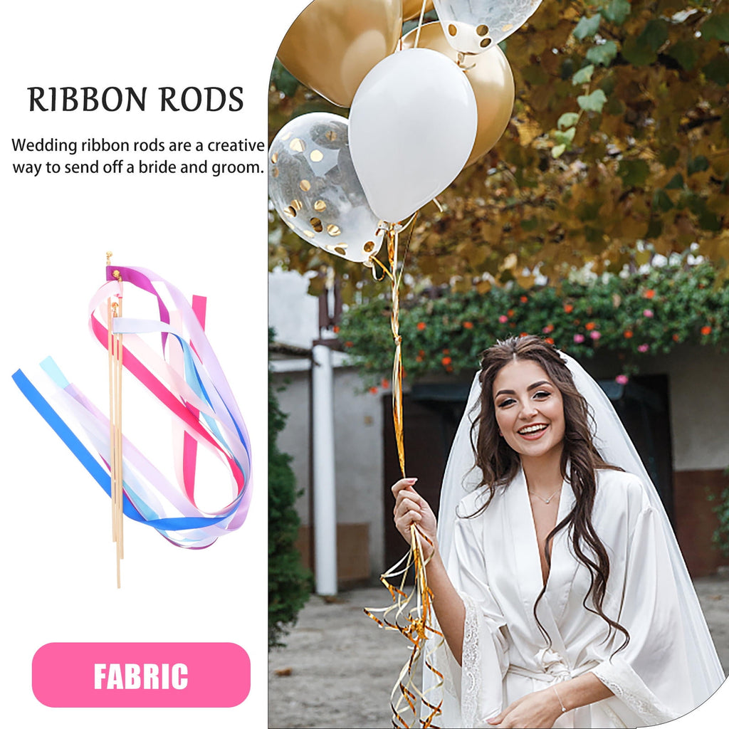 STOBOK Wand Ribbon Sticks Assorted Colors Guests Celebration 30pcs