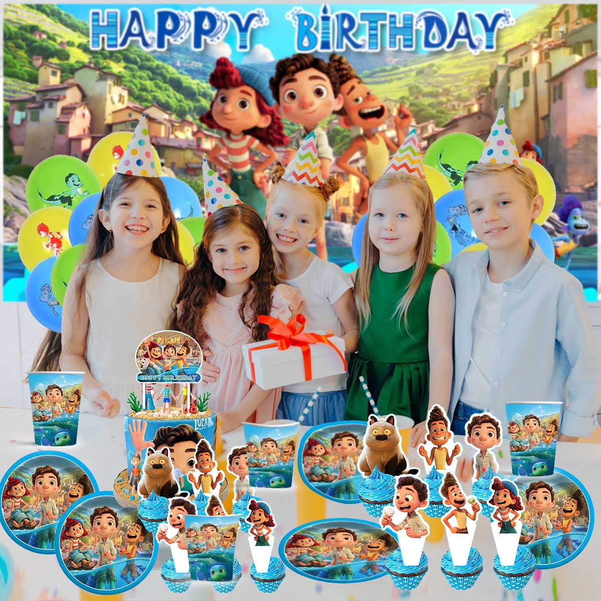 Luca Party Supplies Birthday Plates Balloons Decorations Cake Topper Tableware Banner Backdrop Decor