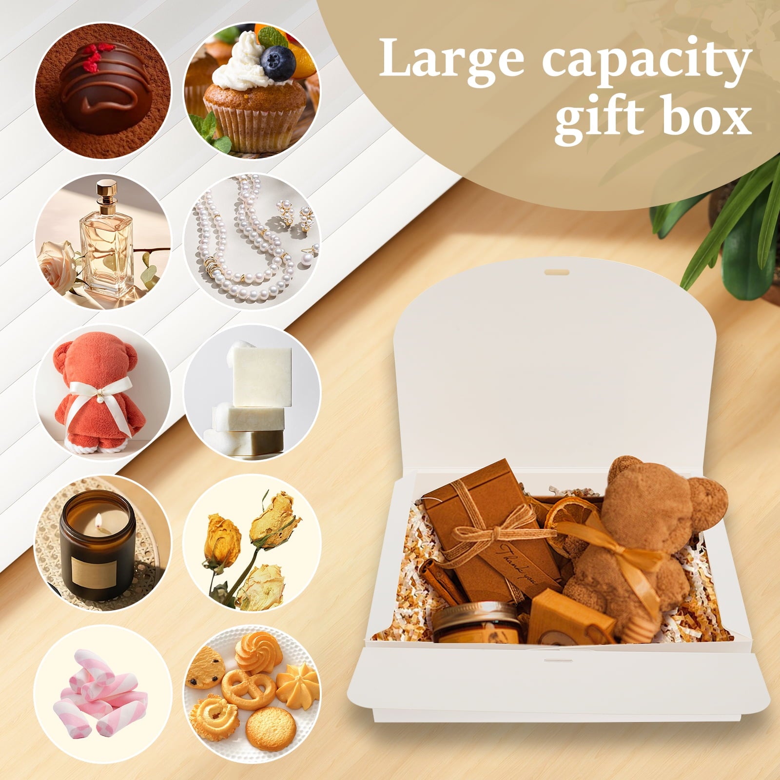 10 Pcs Gift Boxes with Lids and Ribbon Paper Present Box Large Capacity Paper Boxes Reusable Bridesmaid Proposal Box Decorative Gift Wrap Box for Wrapping Gifts