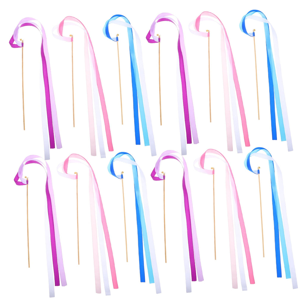 OUNONA Raindrops 30pcs Wedding Ribbon Sticks Party Streamers Wands Exit Decor Accessories