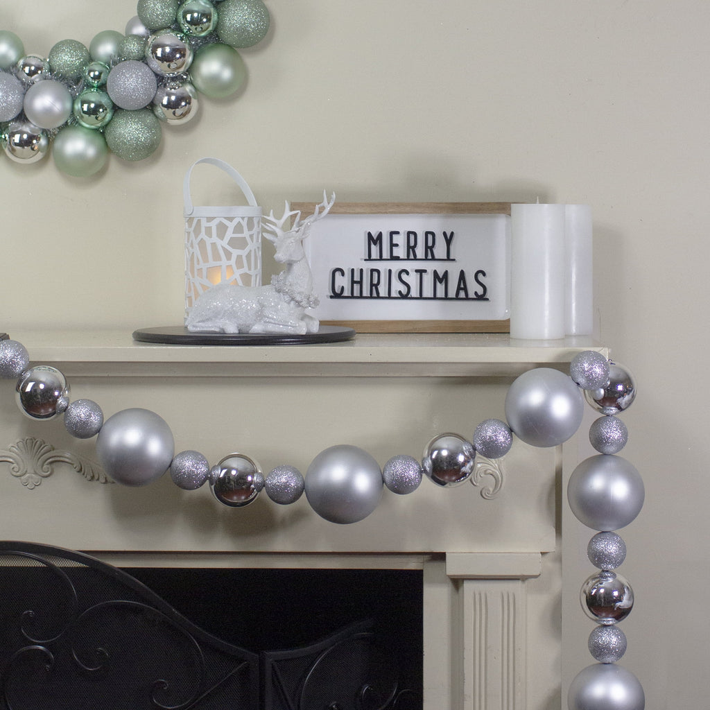6' Silver Splendor Shatterproof Ball Artificial Christmas Garland - Unlit