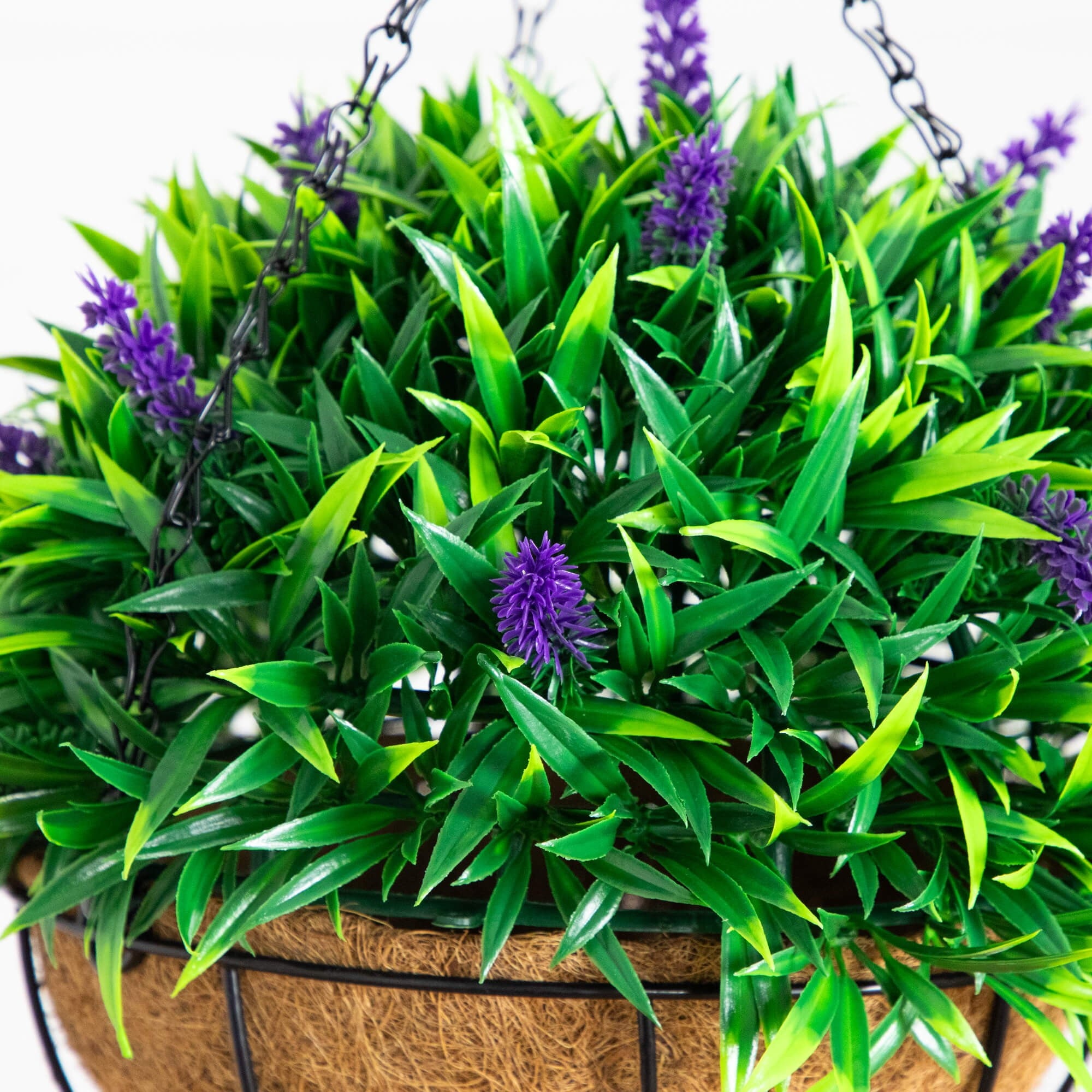 Nearly Natural 18in. UV Resistant Artificial Lavender Hanging Basket (Indoor/Outdoor)