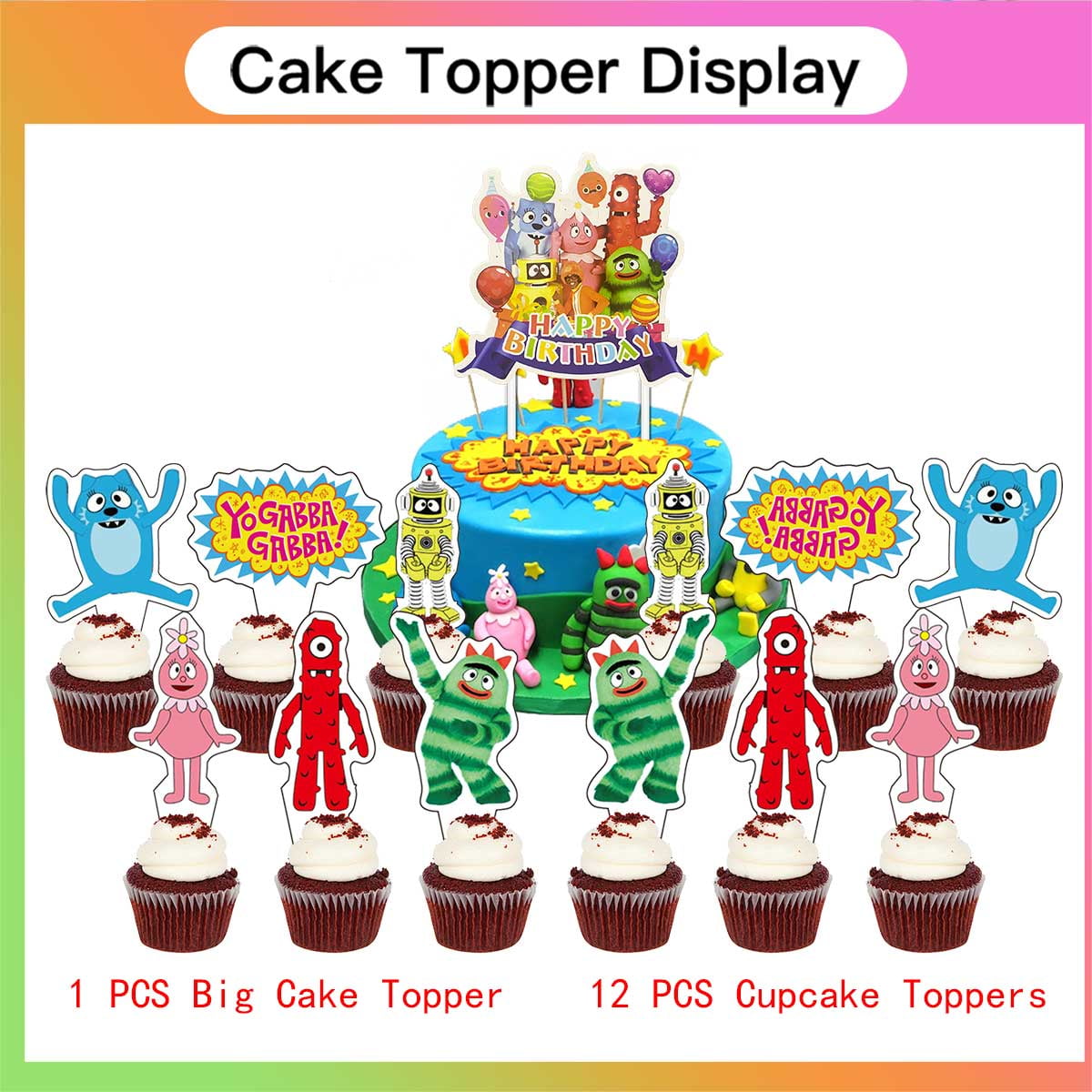 Yo Gabba Gabba Party Supplies Decor Decorations Birthday Plates for Kids Tableware Balloons Cake Topper Fans