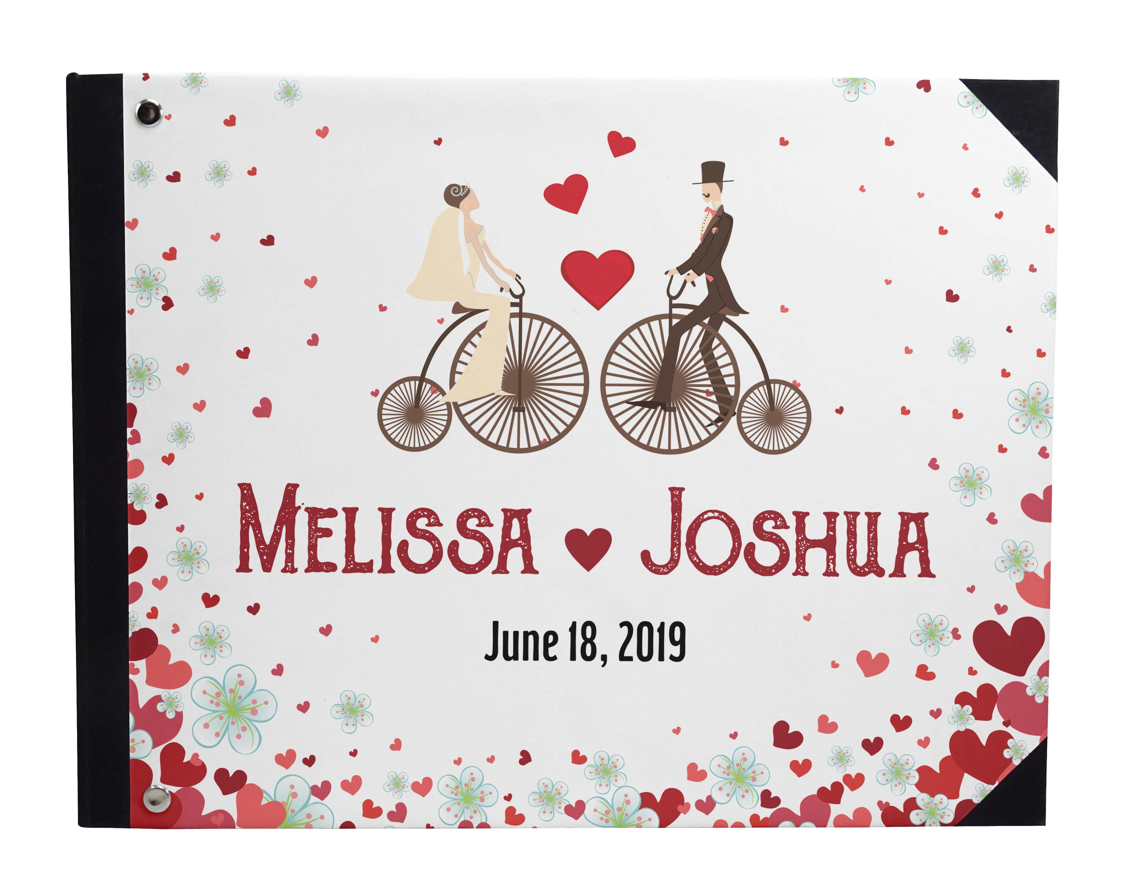 Darling Souvenir White Geometric Wedding Guest Book Hardbound Guest Sign-In Book Guest Registry Guestbook-9 x 12 Inches