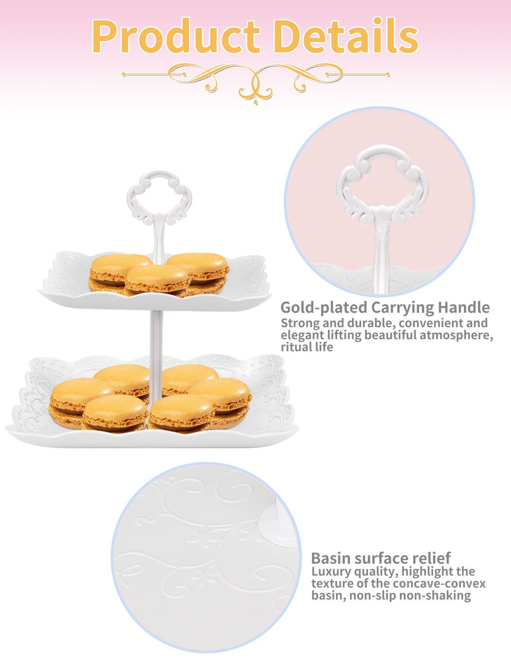 6Pcs Cupcake Stand White Plastic Cake Stand Dessert Table Stands Set 3Tier 2Tiered Cupcake Tower Stand Treat Display Holder Cookie Candy Serving Tray Dessert Trays for Wedding Baby Shower Tea Party