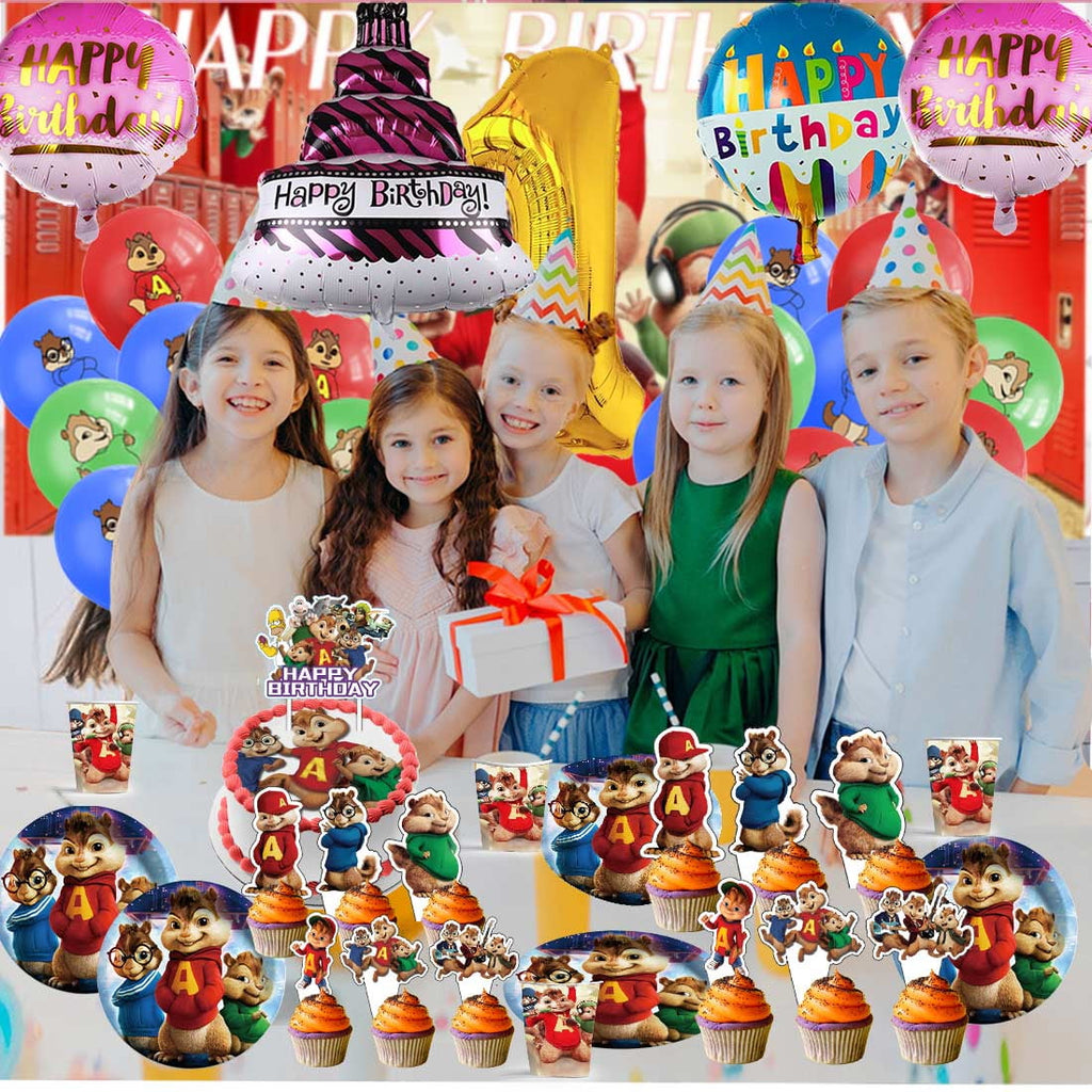 Alvin and The Chipmunks Balloons Party Supplies 1st Decor Tableware Birthday Cake Topper Decorations Banner Backdrop