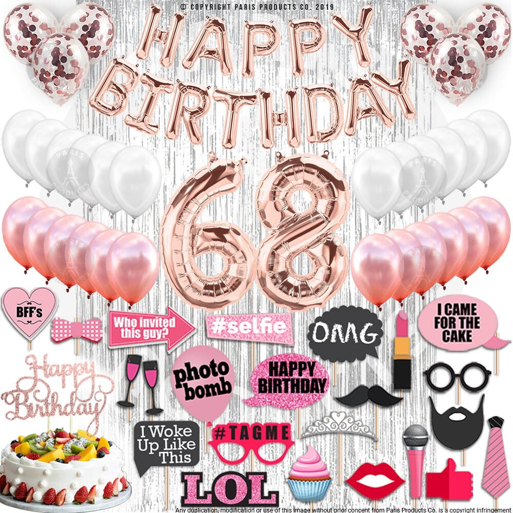 4th Birthday Decorations Party Supplies, Rose Gold 4Number Balloons 4th Foil Mylar Balloons Latex Balloon Decoration 4th Birthday Gifts