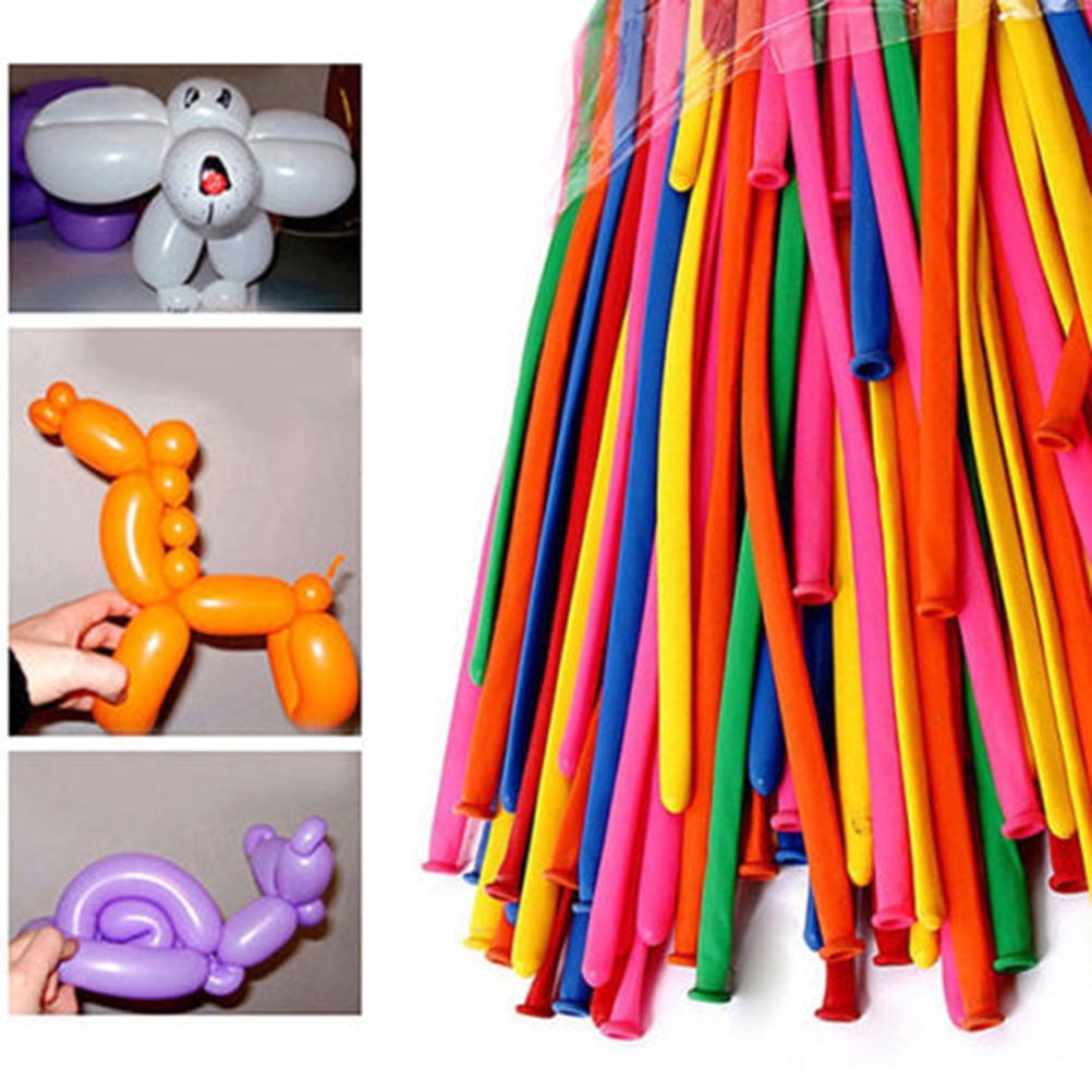HOMEMAXS 402 Pcs  1.5G Long Balloons Twisting Latex Balloons Assorted Color Long Balloons with Hand Pump (Random Color)