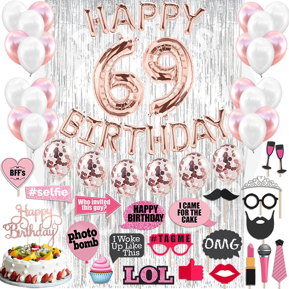 4th Birthday Decorations Party Supplies, Rose Gold 4Number Balloons 4th Foil Mylar Balloons Latex Balloon Decoration 4th Birthday Gifts
