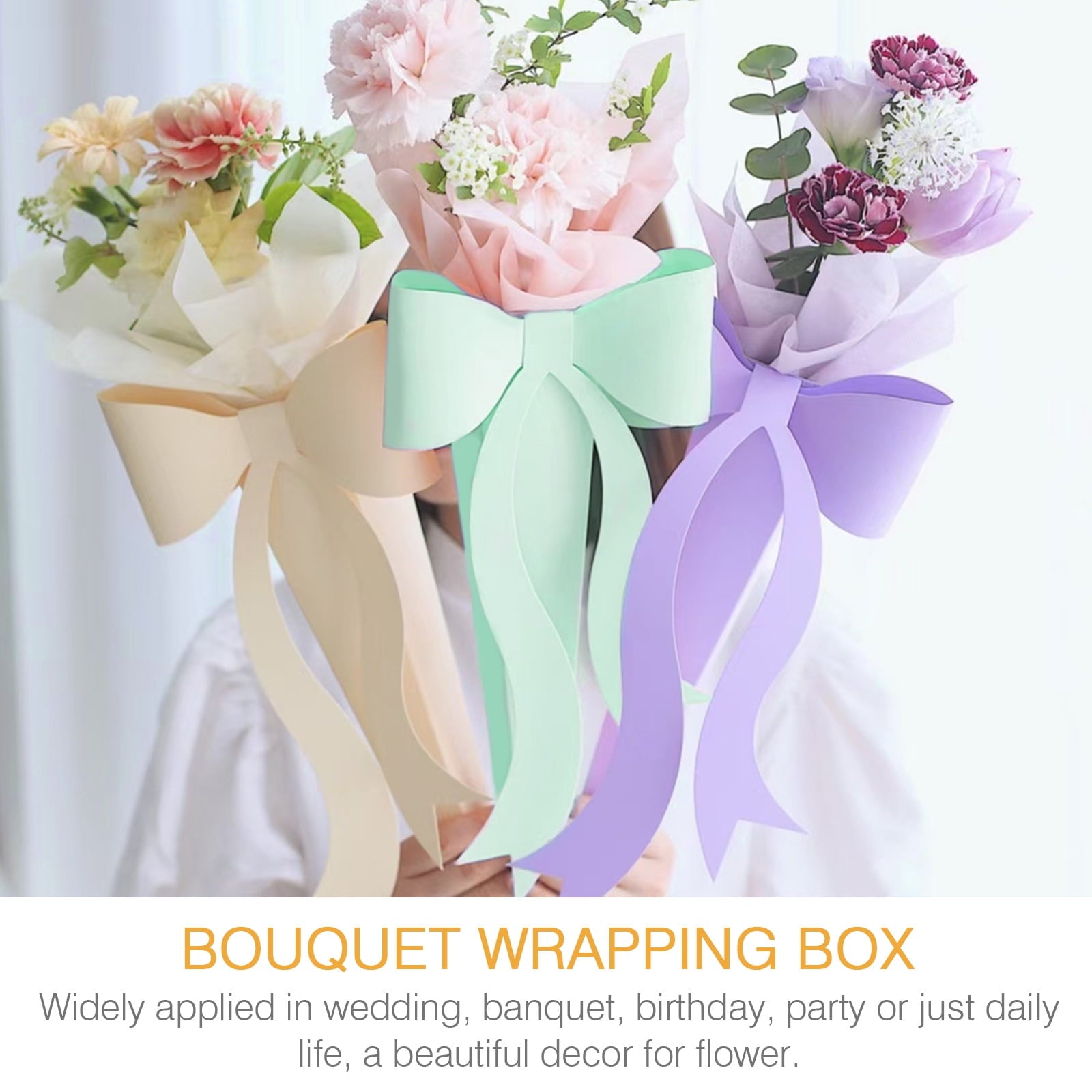 Worgeous  10 Sets Flower Box Packaging Material Paper Bags for Gifts Clear Goodie Green