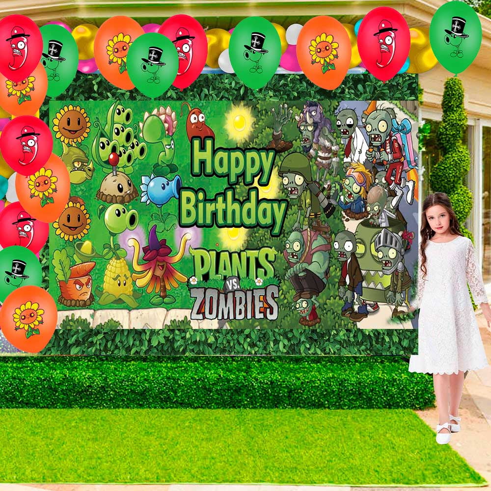 Plants & Zombies Party Supplies Plates Decorations Birthday Cake Topper Banner Decor Backdrop Balloons