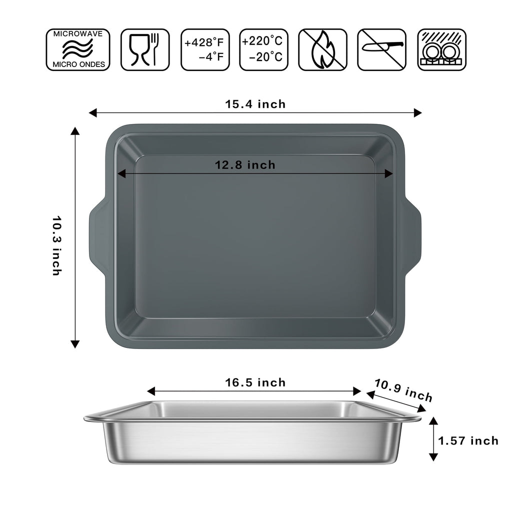 UPTRUST Food Prep BBQ Tray, Grilling Prep and Serve Trays with Silicone Marinade Container for Marinating Meat and Stainless Steel Serving Platter for all your Grilled Barbecue, Grilling Gifts for Men