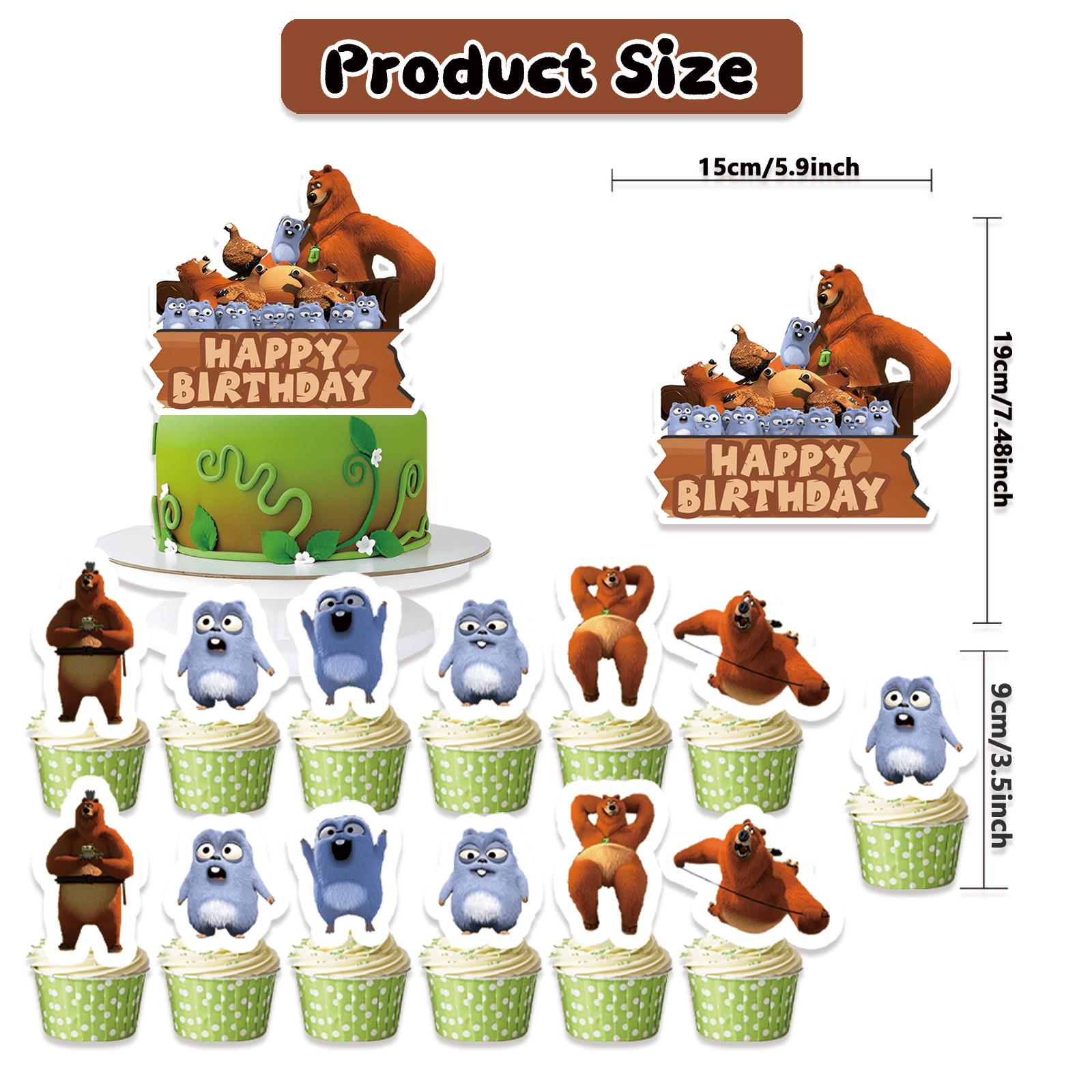 32 Pcs For Grizzy and the Lemmings Theme Birthday Party Decorations,With 1 Happy Birthday Banner Garland,13 Cupcake Toppers,18 Balloons for Children Party Decorations