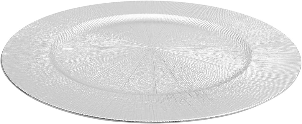 50Pcs Charger Plates Set, 13" Round Plates Plastic Charger Plate Decorative Round Plate Chargers Wedding Decorative Table Charger Plates for Dinner Wedding Party Event Tabletop Setting Decor Silver