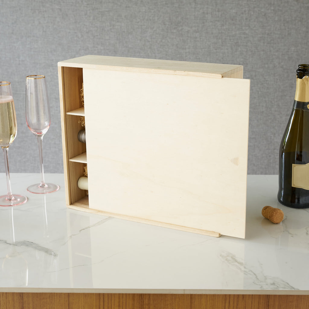 Twine Decorative Wine Gift Box, 3-Bottle Wine Box, Paulownia Wood, Gifts