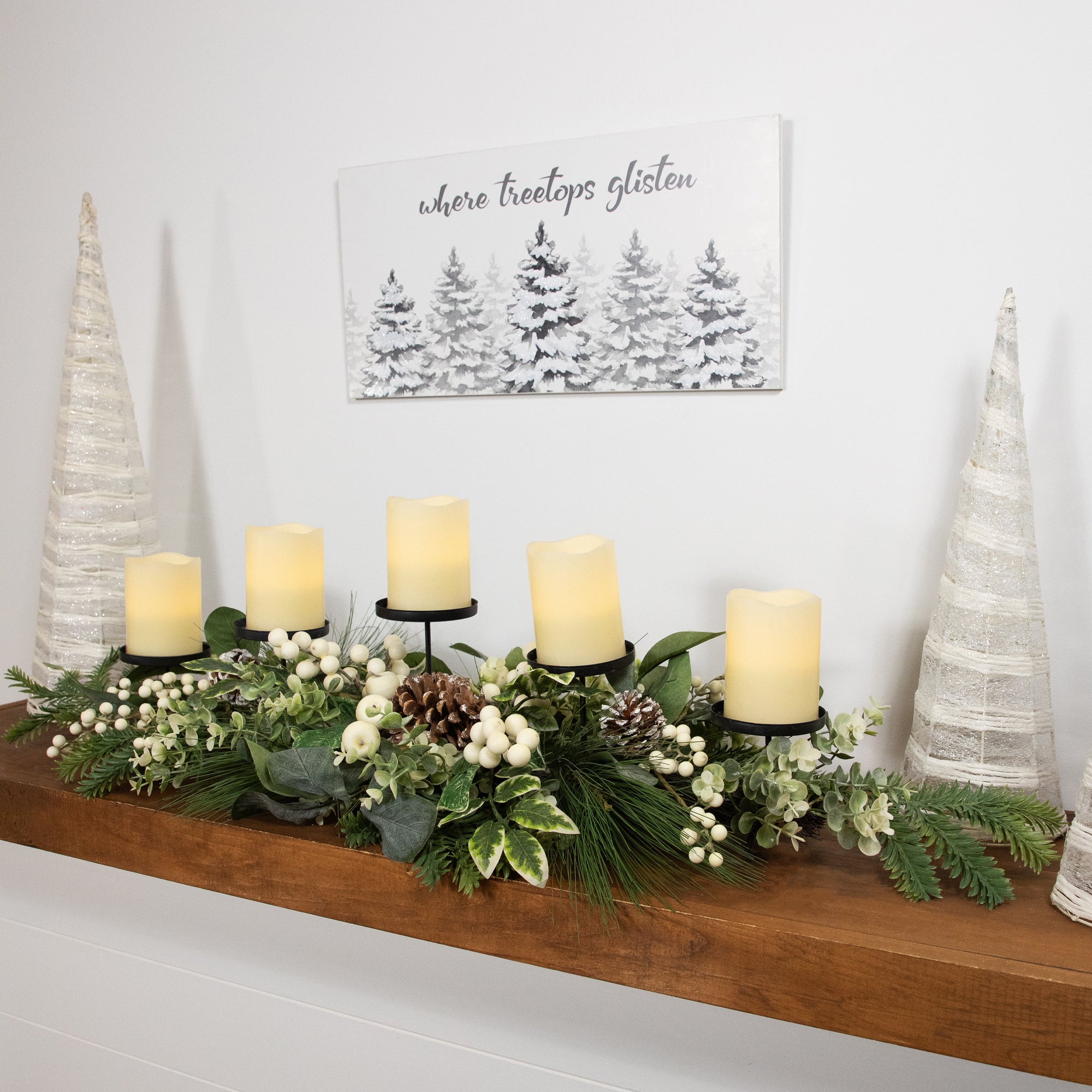 Northlight Berries and Eucalyptus Artificial Christmas Candle Holder - 42"