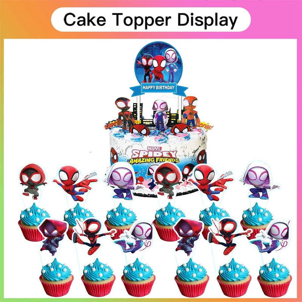 Amazing spidy and friends Birthday Party Supplies Balloons Plates Decoration Cake Topper Decor Tableware Banner Backdrop