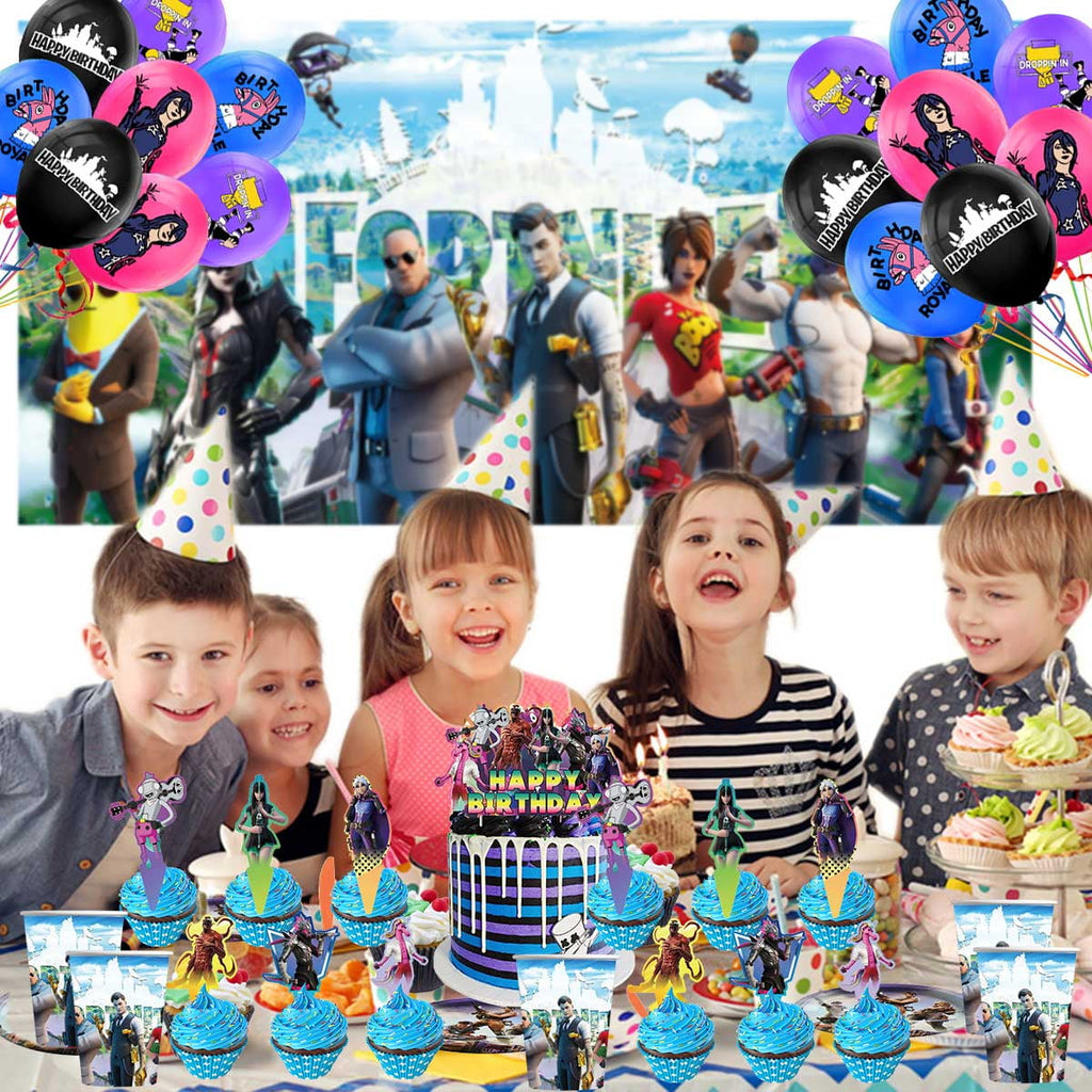 Fortnite Birthday Party Supplies Balloons Plates Decoration Cake Topper Decor Tableware Banner Backdrop