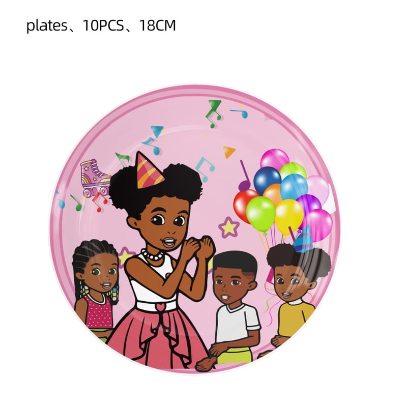 Pink Black Girl Gracies Birthday Decorations for Kids Corner Party Favors Balloons Event Supplies Disposable Tableware Gifts