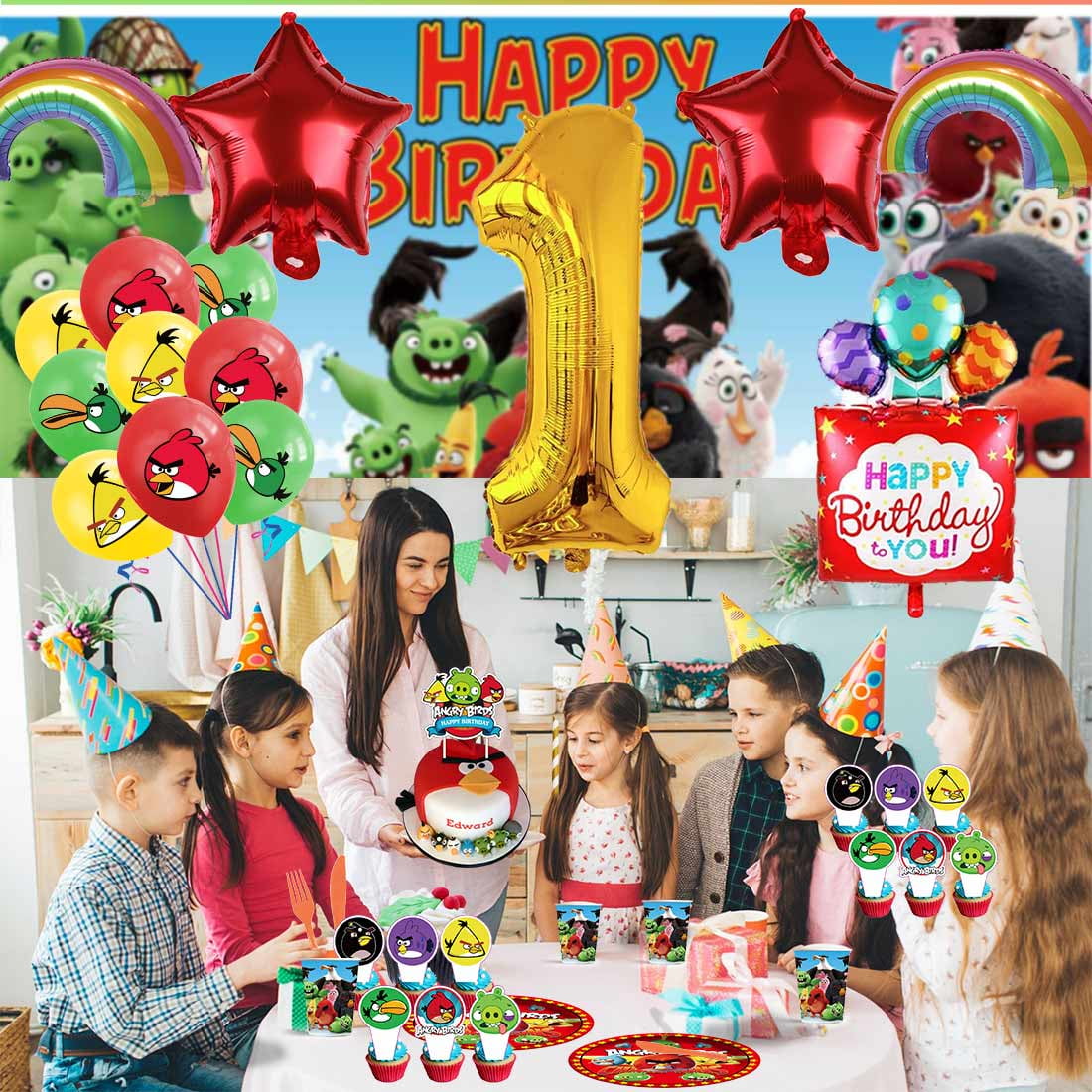 Angry Birds Party Supplies Decor Tableware Backdrop Banner Cake Topper Balloons Birthday Decorations