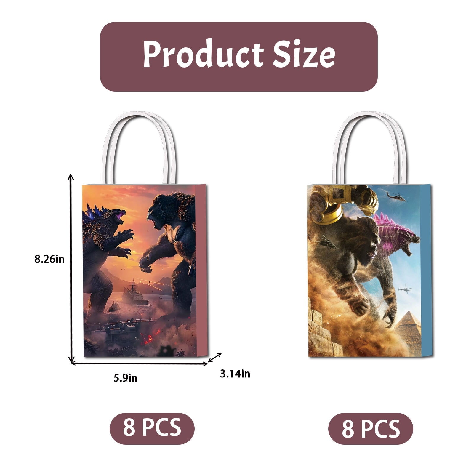 16 Pcs For King Kong-Themed Party Favor Bags – Candy Gift Bags with Handles for Birthday Decorations and Celebrations