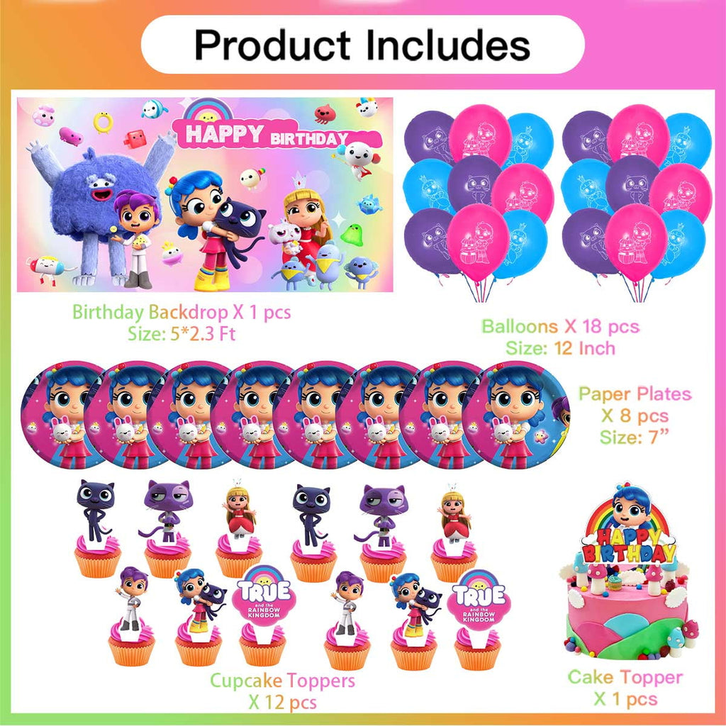 True and the Rainbow Kingdom Birthday Party Supplies Balloons Paper Plates Decoration Cake Topper Decor Tableware Banner Backdrop