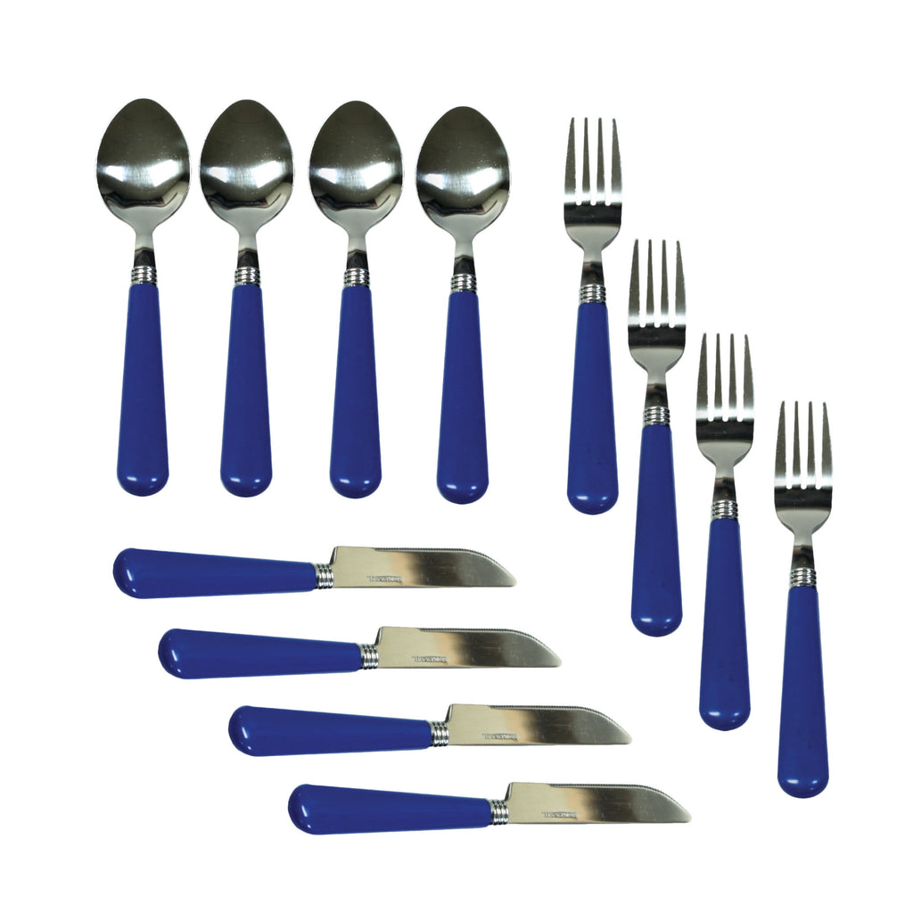 Stansport Deluxe 24-Piece Enamel Tableware Set - Blue
