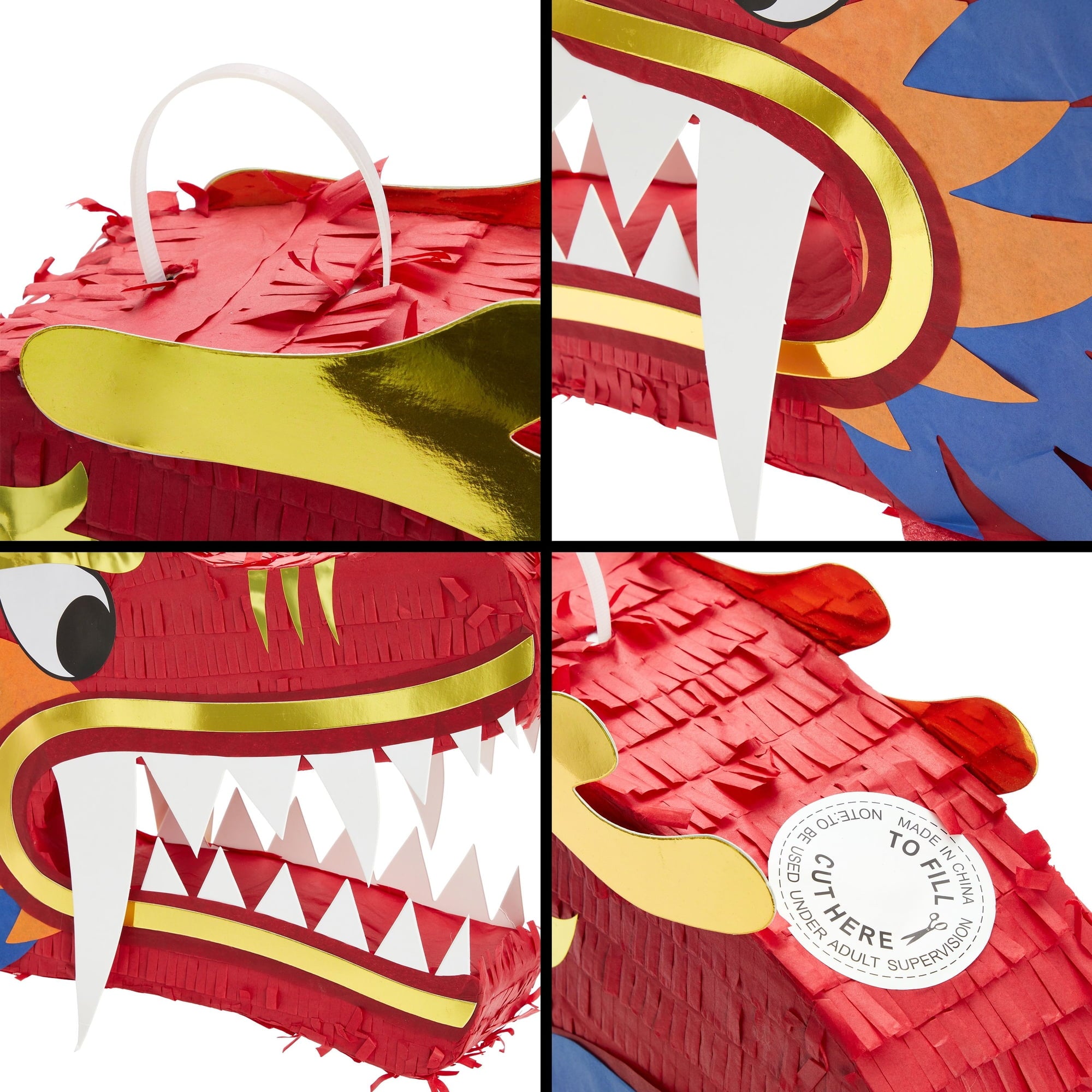 Dragon Pinata - Chinese Dragon Head, Dragon Birthday Party Supplies, 2025 Chinese New Year Decorations (16.5x11x3 In)