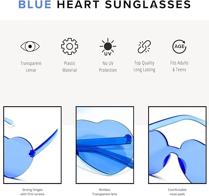 4E's Novelty Light Blue Cowboy Hat with Heart-Shaped Glasses – Western Party Accessories