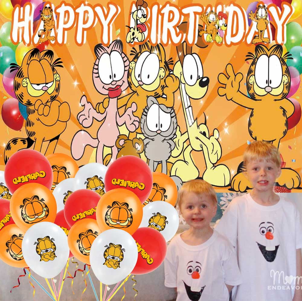 Garfield cat Party Supplies Cake Topper Decor Banner Backdrop Tableware Balloons Birthday Decorations