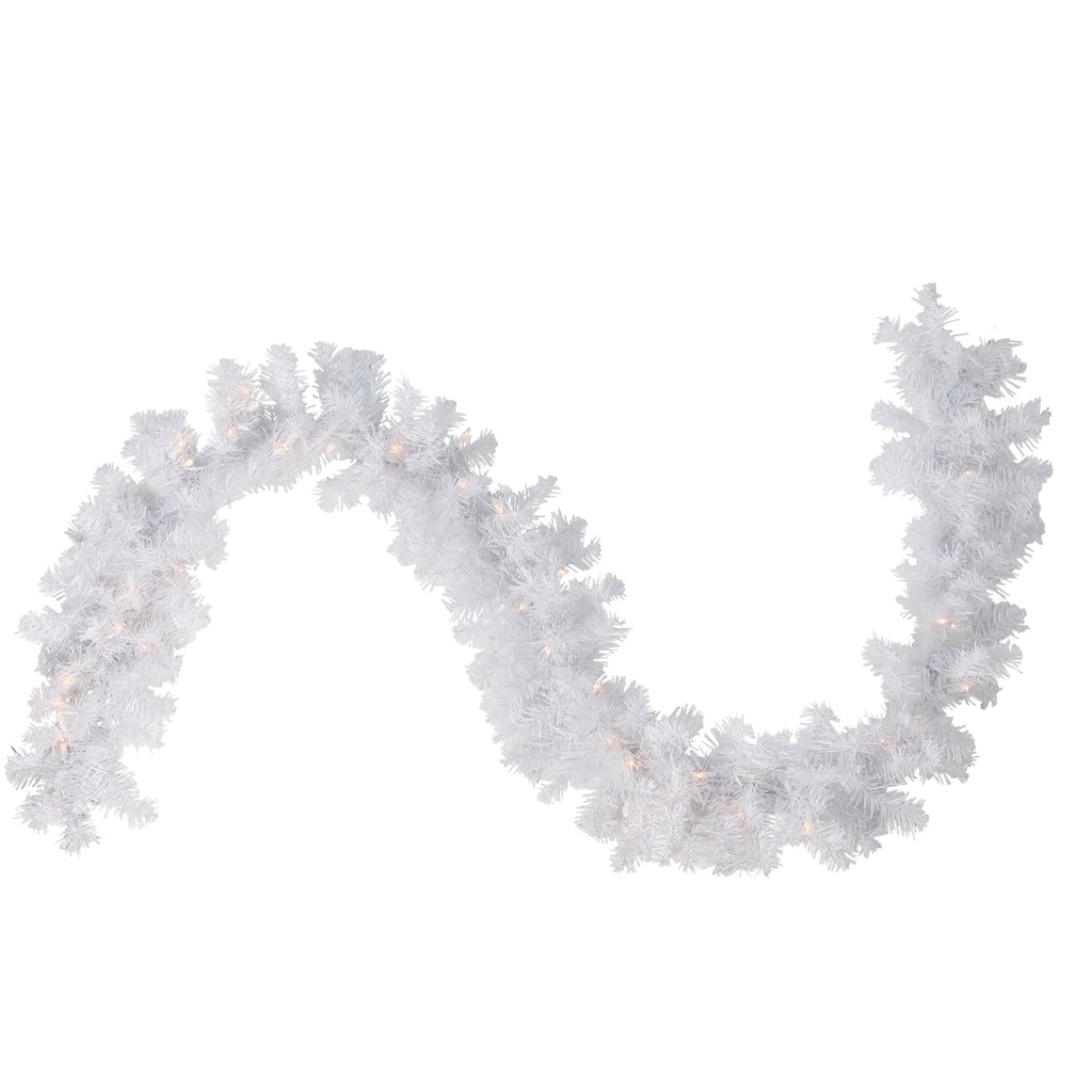 9' x 12" Pre-Lit White Crystal Spruce Artificial Christmas Garland - Clear Dura Lights