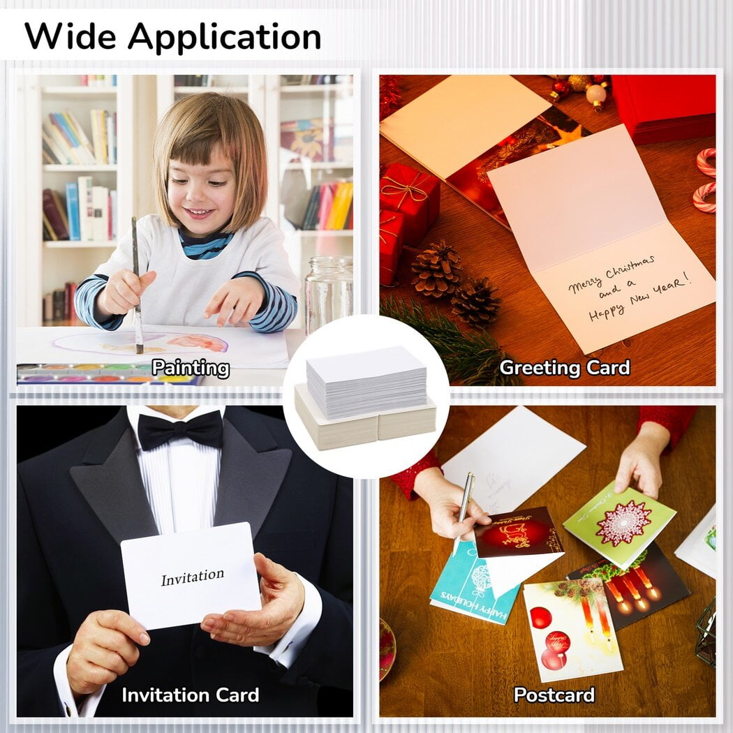 100Pcs Blank Watercolor Cards with Envelops, DIY Greeting Card Stocks in Bulk, Folding Hard Cardstock for Painting Invitations Notes Wedding Baby Shower Christmas