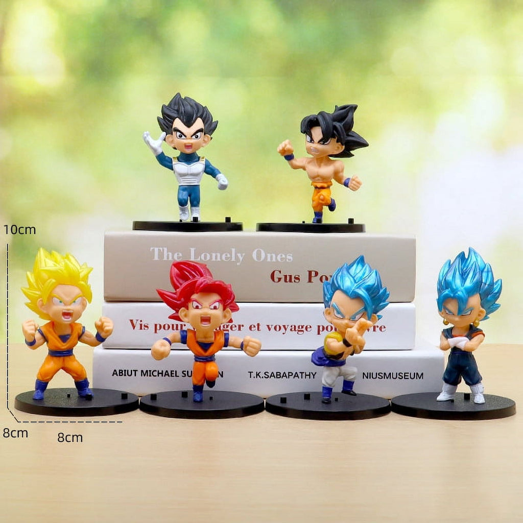 6pcs Set Dragon Ball Z Super Saiyan Son Goku Vetega Gotenks Cake Topper Mini
